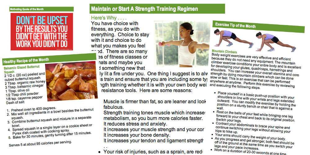Simply Fitness Newsletter for Healthy tips